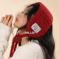 2025韩版羊羔绒绑带小围巾秋冬季纯色女保暖护耳针织耳套两用护颈
