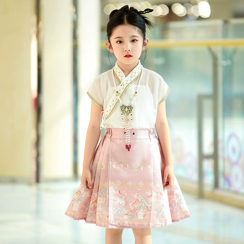 Children's summer suit, skirt, Hanfu, Chinese style