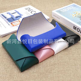 眼镜盒简约复古包子皮质手工老牛皮近视墨镜收纳盒可印logo眼镜盒