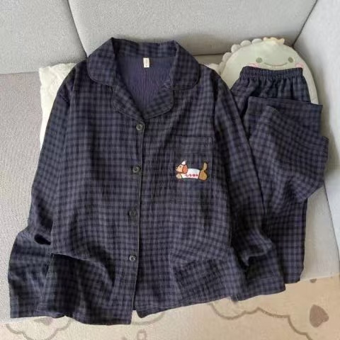 Al por mayor transfronterizo nubes de otoño pijamas de manga larga pantalones cardigans de dibujos animados con solapa linda ropa de hogar