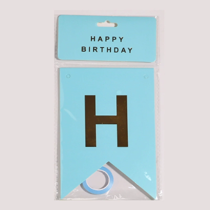 Индивидуальный многоформатный подвесной флаг «Happy Birthday», английские буквы, позолоченные