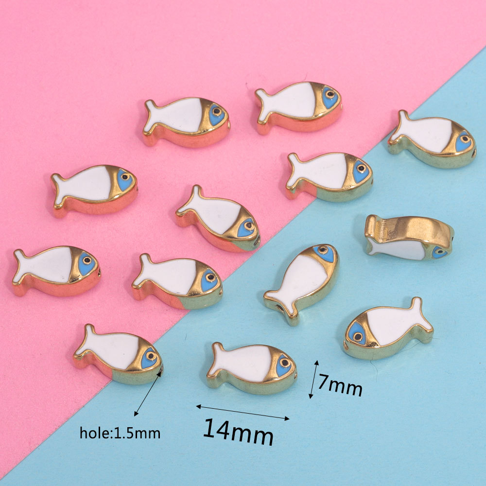 Ojo del diablo cuentas de acero inoxidable de doble cara gota de esmalte aceite ojos pequeños peces perlas espaciador perlas sueltas joyas DIY