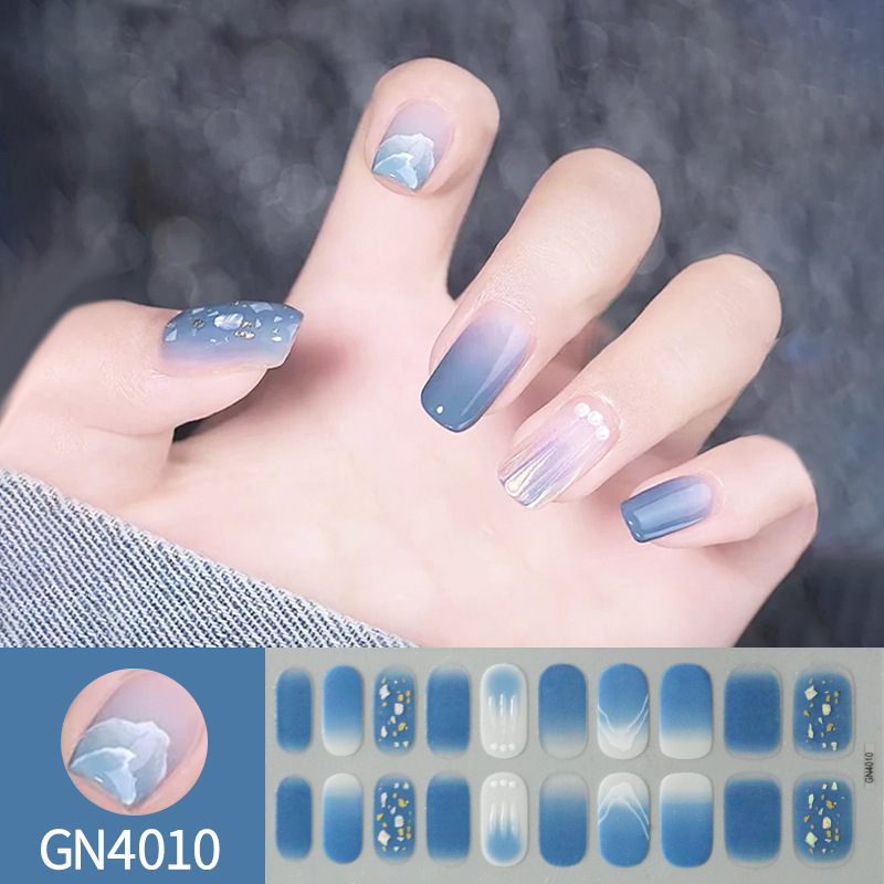 Ou Nai 20 refers to baking-free gel nail stickers Little Red Riding Book with simple grid line nail stickers a generation of hair