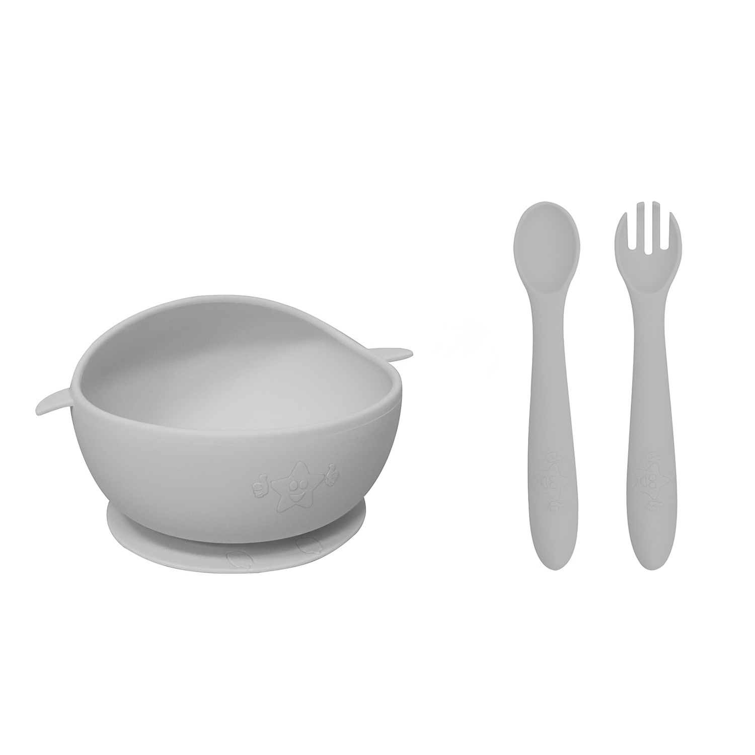 이유식 그릇 + 이유식 숟가락과 포크 + OPP 포장 "라이트 그레이"