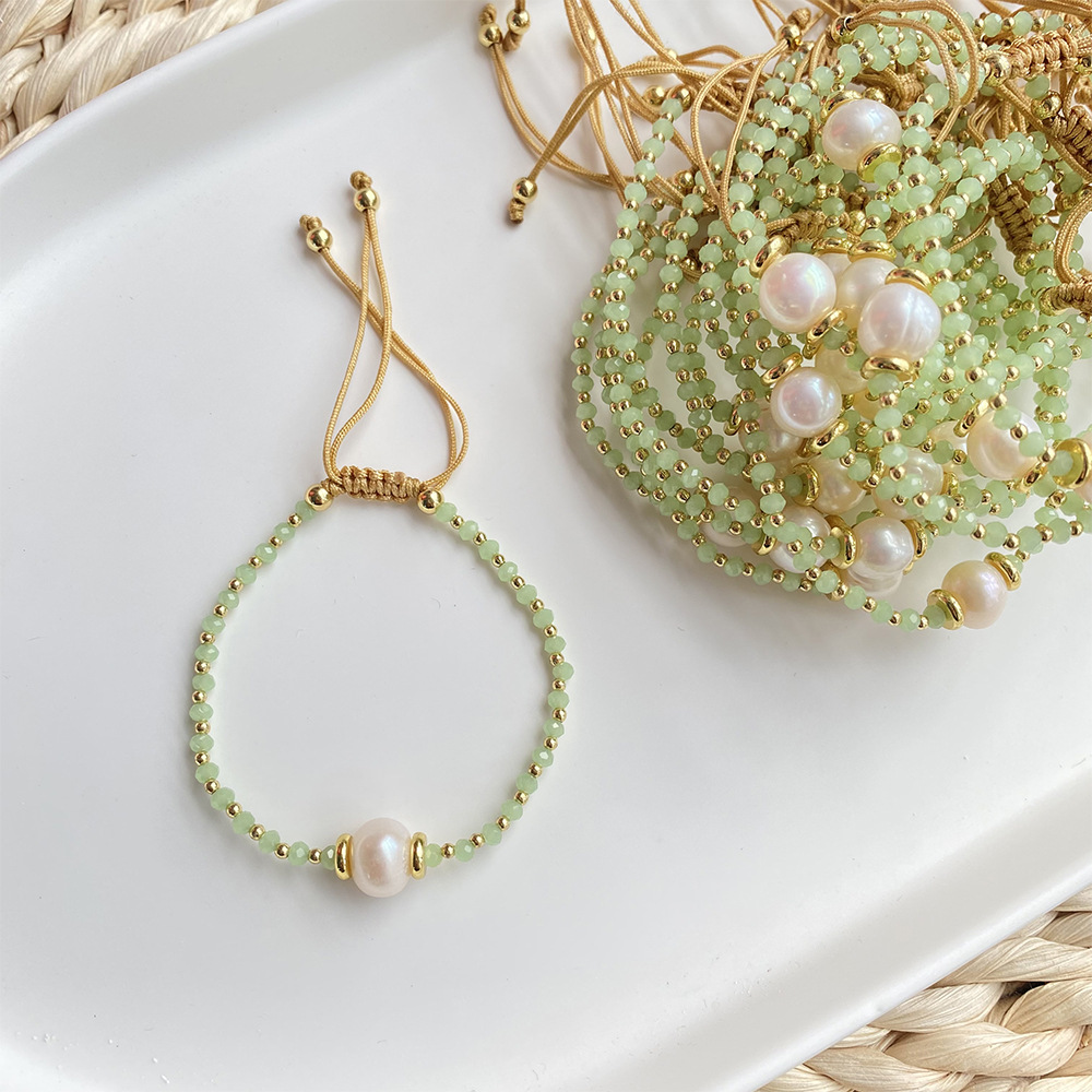 Beaded Design 1 Piece Fashion Geometric Artificial Crystal Freshwater Pearl Beaded Unisex Bracelets