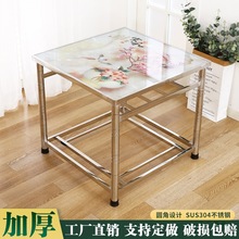 双杆冬季不锈钢烤火桌折叠简约新款多功能正方形家用吃饭取暖架子