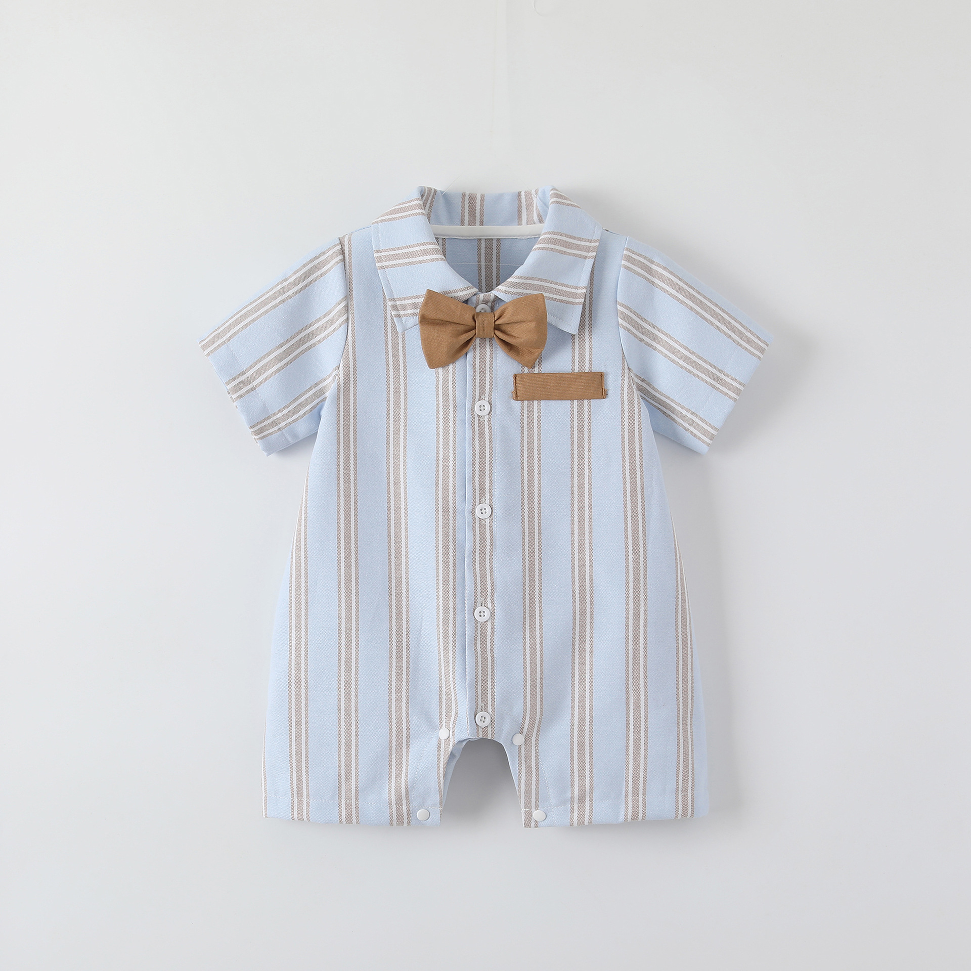 Ins赤ちゃん服夏ストライプ半袖a類洋気赤ちゃん服韓国版紳士赤ちゃん外出服