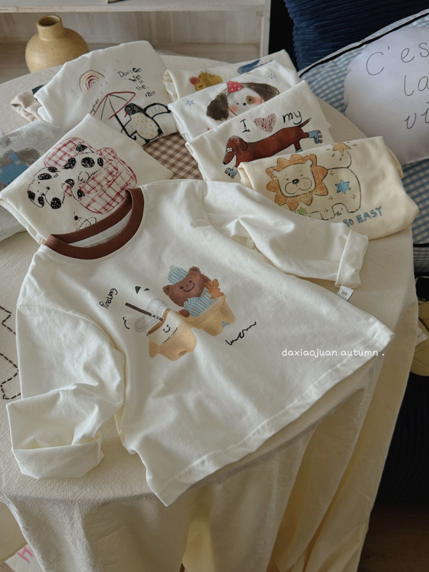 大小ロール子供プリント長袖Tシャツ2025春新作女の子かわいいプリントおしゃれルーズトップ