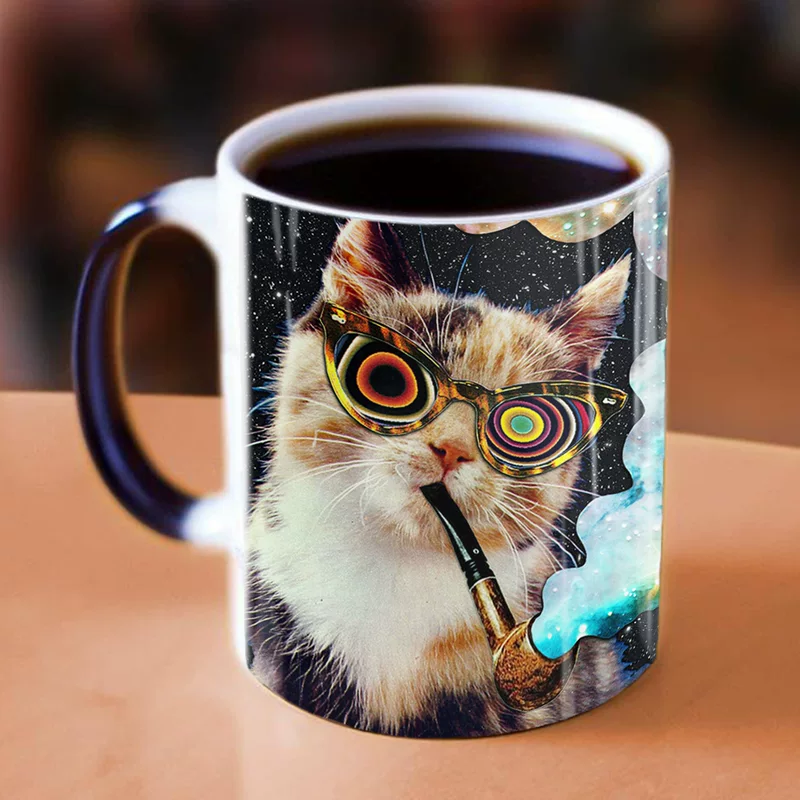 Новый внешнеторговый CAT Cat Cat Color Marr Cup Thermal Reactor Temperature Temperature Ceramic Coffee Tea Cup Cup
