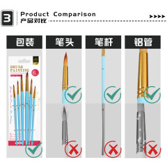 跨境6支尼龍毛畫筆套裝水粉筆 丙烯畫筆 兒童diy繪畫油畫筆刷廠家