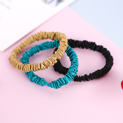 Butterfly embroidery 22mm satin 100 mulberry silk hair tie XS extra small French headband does not hurt hair hair accessories