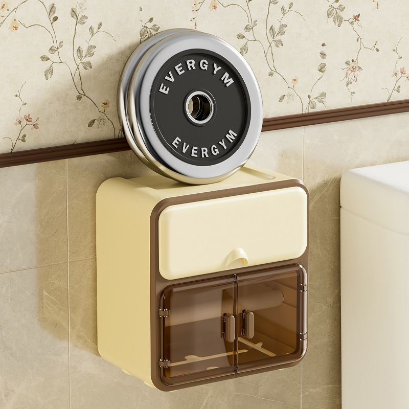 Caja de pañuelos de papel colgada en la pared de leche sin perforación, papel de extracción, estante impermeable, caja de pañuelos de papel colgada en la pared del baño
