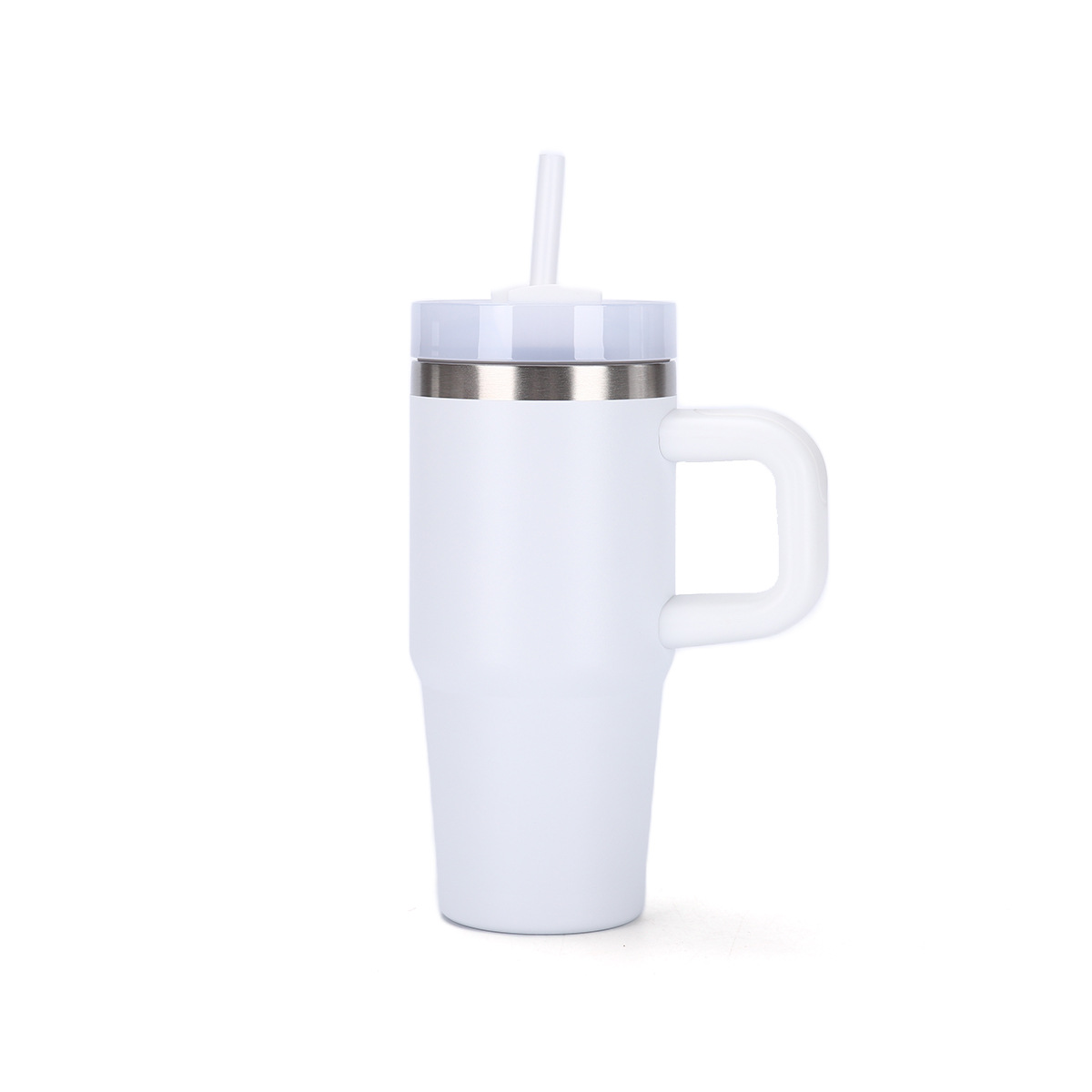 Taza térmica de vacío doble de 14 oz con pajita y asa, para auto image 13