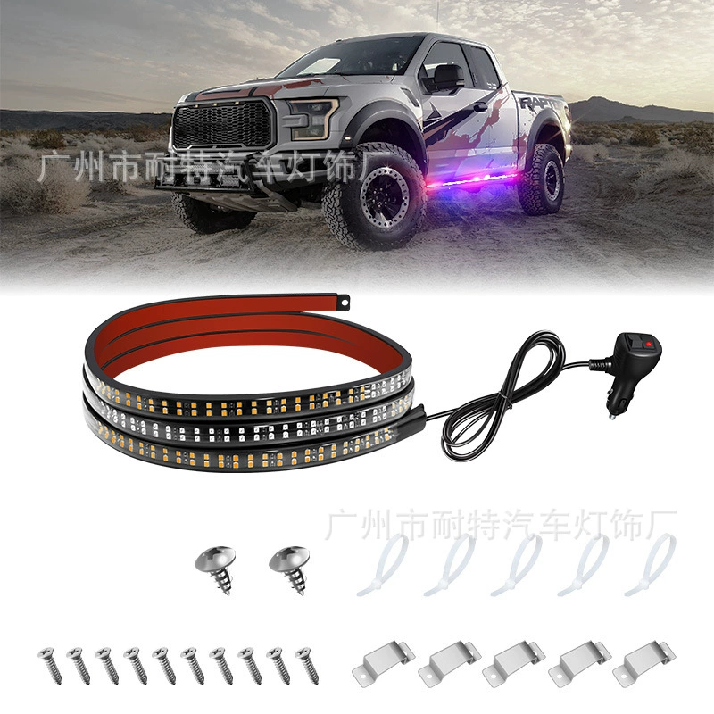 Новая модель автомобиля светодиодный двухрядный проточная педаль лампа для грузовика аварийный стробоскопы пикап дверь сигнальная лампа