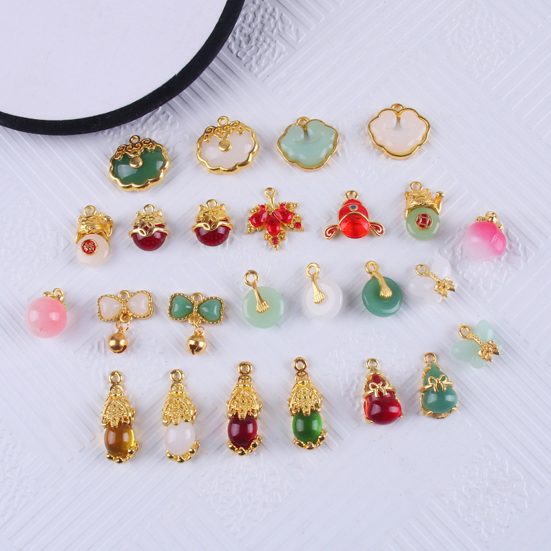 Ping An Buckle Chalcedony Crystal Pendant Lotus Bow Bell Pendant Accessories diy Bracelet Necklace Accessories Material Ping An Buckle Chalcedony Crystal Pendant Lotus Bow Bell Pendant Accessories diy Bracelet Necklace Accessories Material