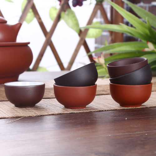 Wholesale Zisha Zhu Ni medium-sized teacups, Pu-erh Gongfu tea cups, Zhu Ni ceramic small tea cups, white glaze straight-mouth cups
