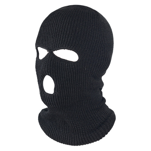 Winter Warm Headband Hat Three Holes Knitted Beanie Windproof and Cold-Resistant Thickened Face Mask Full-Face Hat Amazon 
