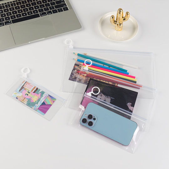 in stock Transparent PVC Pull Ring Zipper Bag Frosted with Ring Plastic Zipper Bag High Permeable Packaging Storage Bag