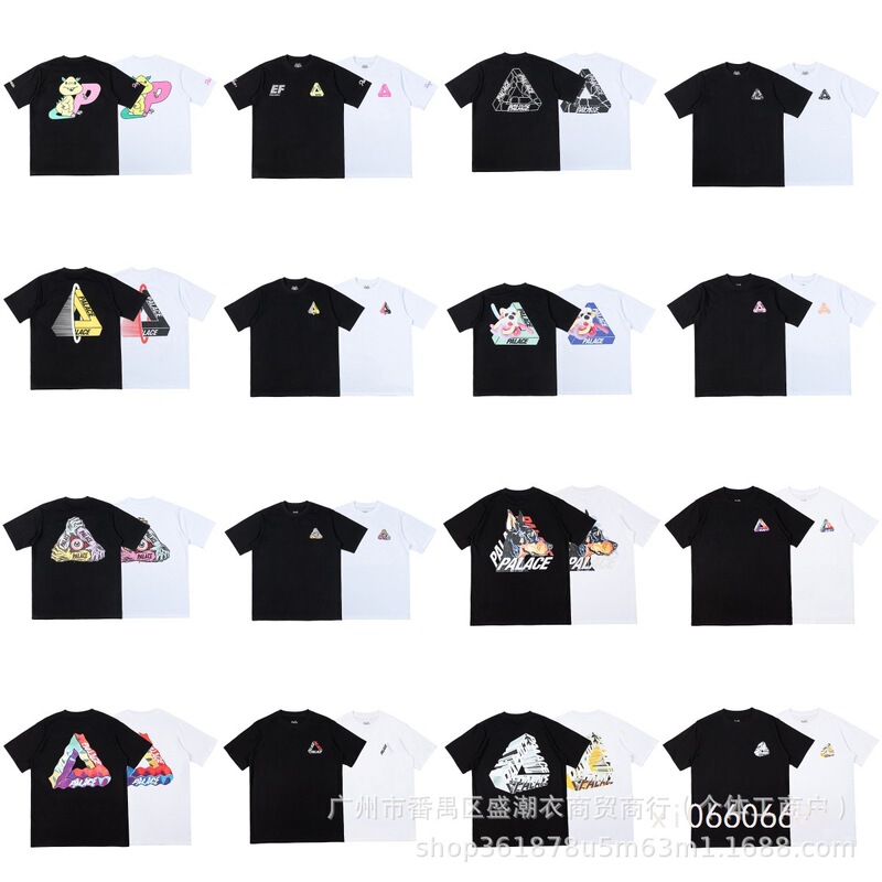 European and American Trendy Brand Palace Triangular Double Yarn Printing High Quality Men's and Women's Casual Short-Sleeved T-Shirts