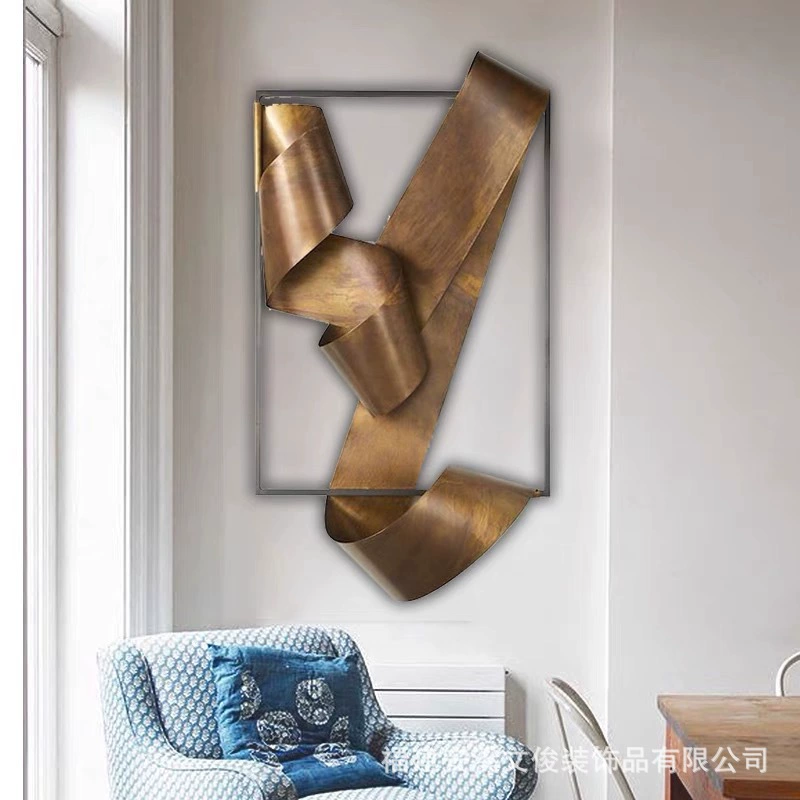 Modern minimalistic three dimensional creative metal pendant, light luxury style