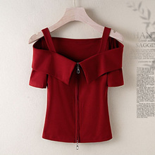 新品高级t恤女甜美上衣设计感女小众2025夏季新款露肩吊带时尚ins