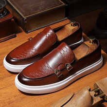 S 26945 Men's Casual Check Leather Shoes Ӣ�׷�ƤЬ �羳