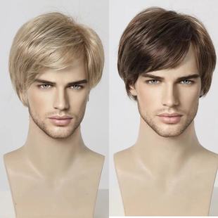 temu new European and American men's fashion temperament short hair high temperature silk chemical fiber headgear wig manufacturers a generation of hair