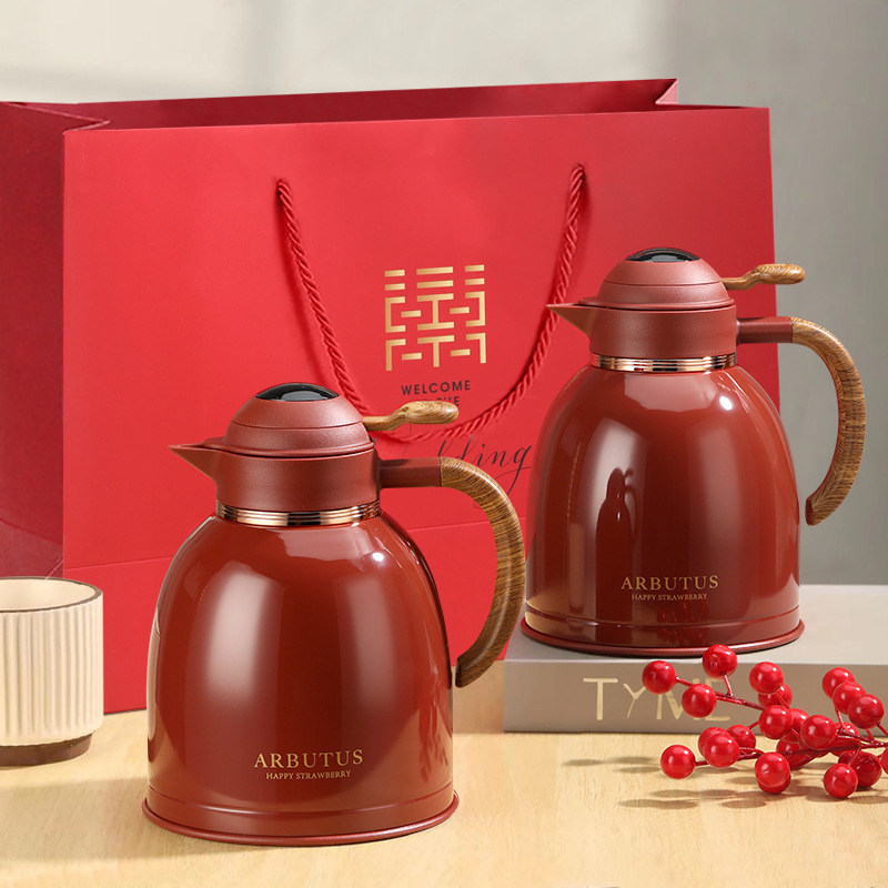 Strawberry Tree Heat Preservation Pot Wedding Hot Water Pot Accompanying a Pair of Red Household Warm Water Pot Wedding Gift Braised Tea Pot Strawberry Tree Heat Preservation Pot Wedding Hot Water Pot Accompanying a Pair of Red Household Warm Water Pot Wedding Gift Braised Tea Pot