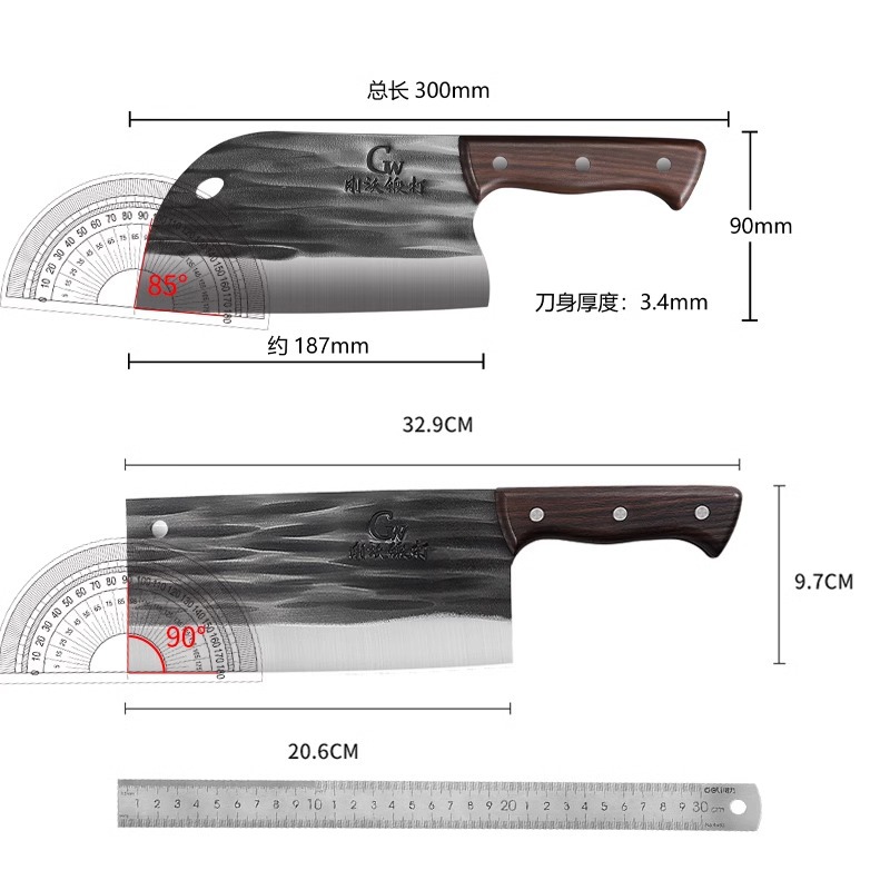Cuchillo de pesca forjado a mano cuchillo de cocina cuchillo de corte de cocina doméstica cortar cortar afilado de doble uso