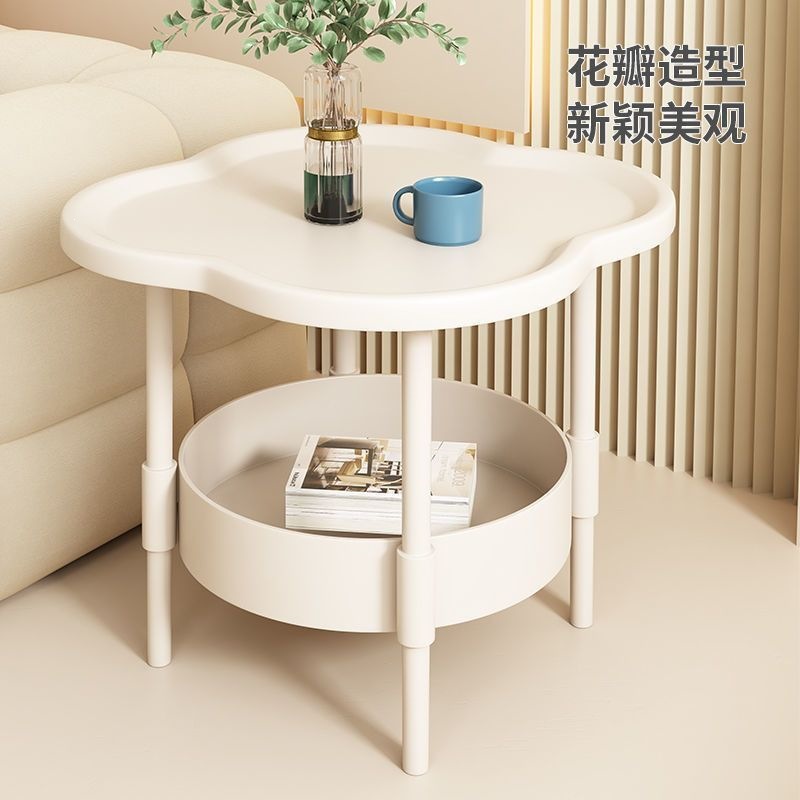现代简约四叶草茶几轻奢卧室床头柜家用客厅小圆桌置物收纳床头柜