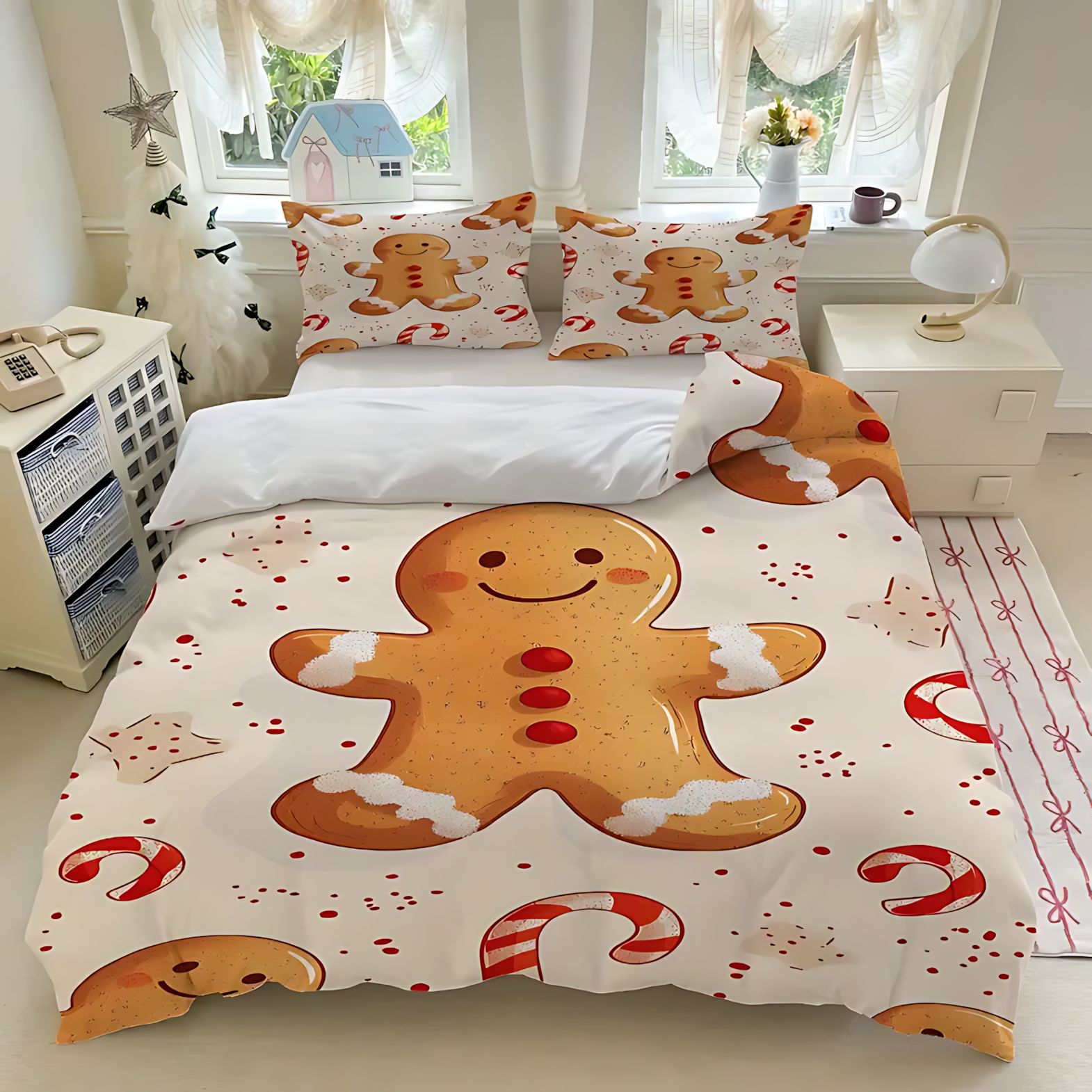 TEMU / JIT Transfronterizo Abrasivo Quilted Pillow Cover Kit Galletas de Navidad y pinos Impresión digital 3D Diseño se puede personalizar