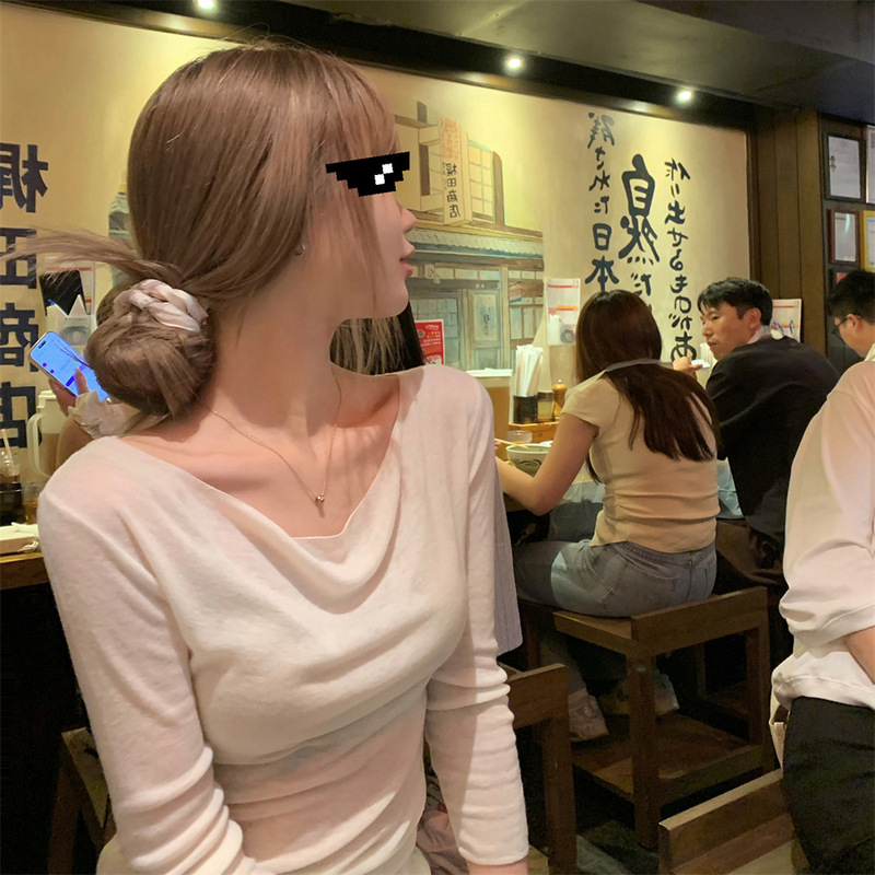 Good Morning Fan Fan "Delicate Water-Soluble Wool ~ Super Love Swing Collar Knitted" 100 Sheep Wool Eight-Quarter Sleeve Top for Women in Autumn