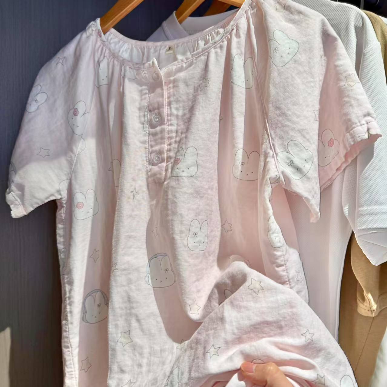 라운드넥 반팔 반바지 세트 - 미피