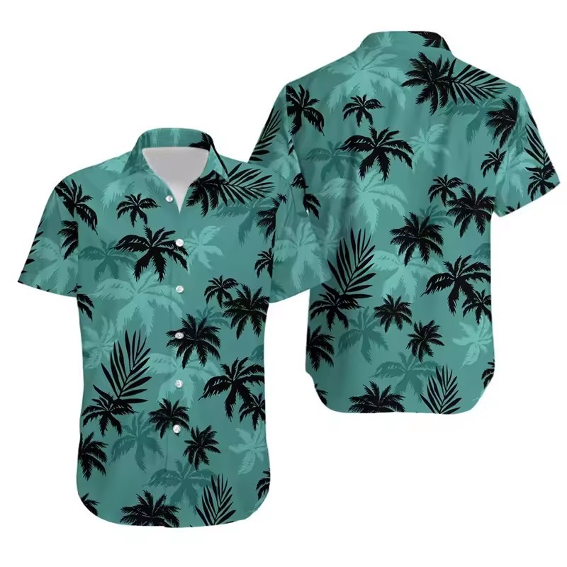Camisa hawaiana de un solo pecho suelta de manga corta de verano para hombre simple y fresca playa de vacaciones flores estampadas en 3D