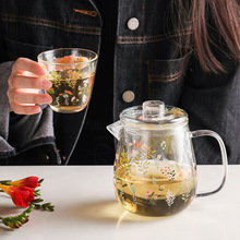 耐高温水壶茶壶煮茶玻璃泡茶壶家用耐热杯可爱花茶壶冷水壶