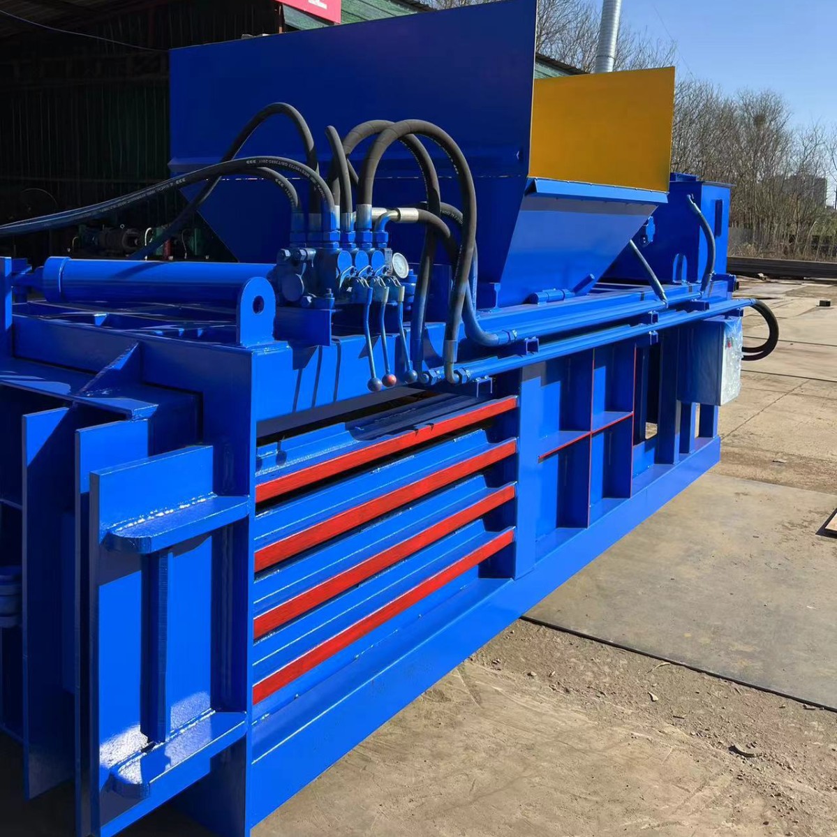 侧开门100吨卧式液压打包机印刷厂废料卧式液压打包机小型打包机