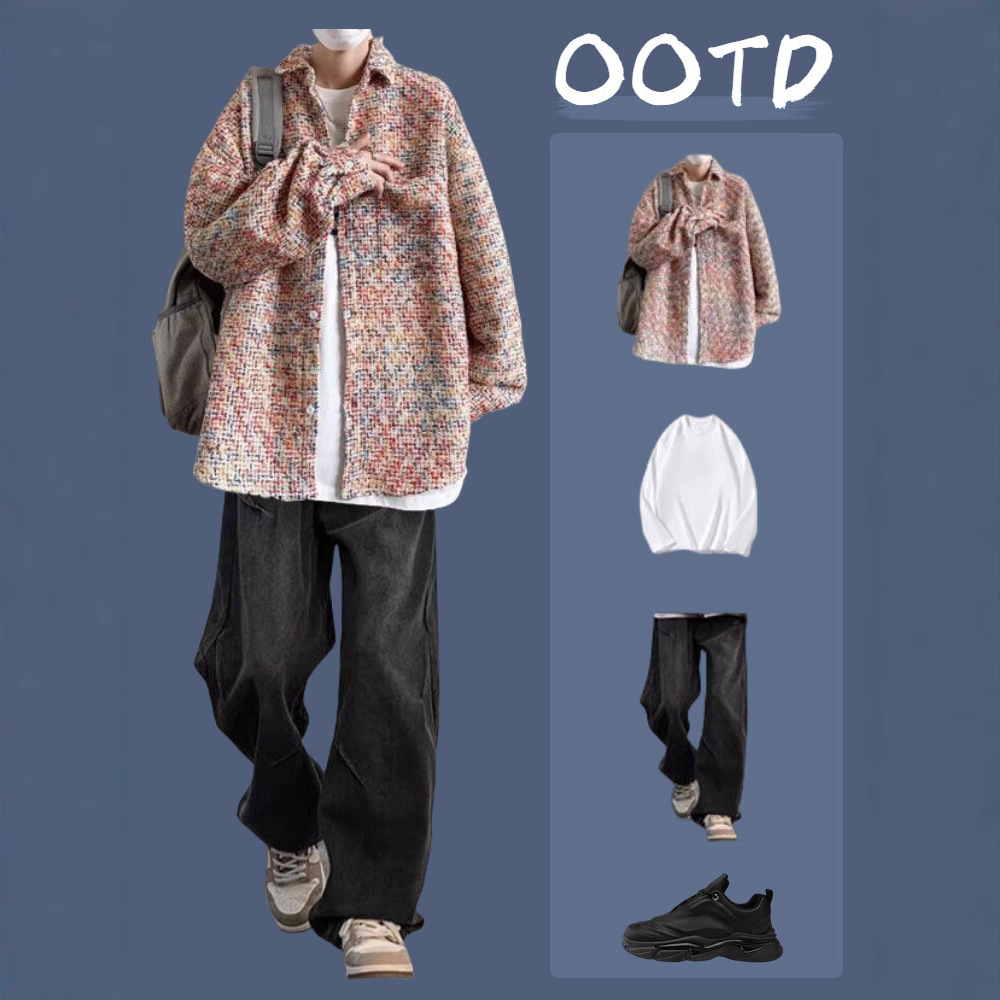 XXF066 레드 스몰 프래그런스 + 롱 화이트 T + 109 블랙 진