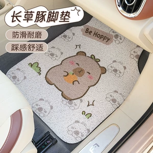 Kapibala Car Floor Mats Cute Cartoon Non-Slip and Stain-Resistant Car Floor Mats Car Universal Wire Ring Foot Mats