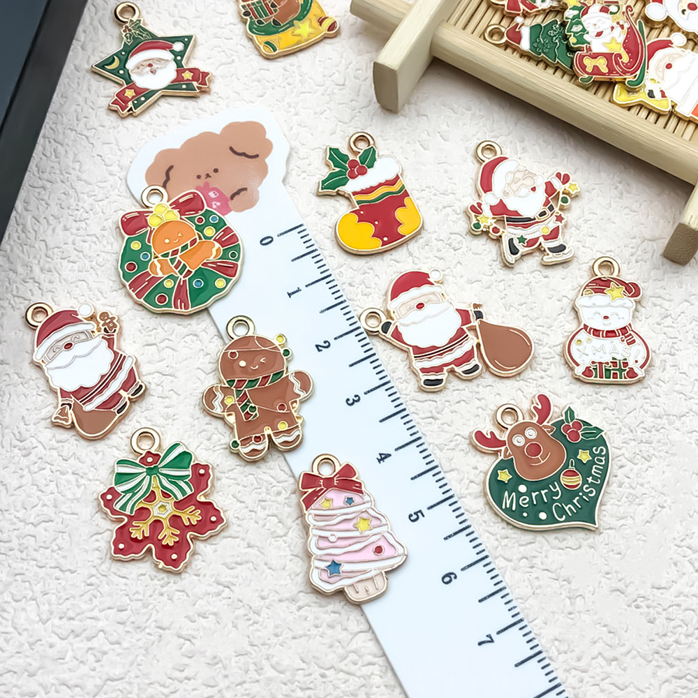 1 Piece 20 PCS/Package 16x23mm 17x22mm Alloy Christmas Tree Santa Claus Gingerbread Pendant display picture 7
