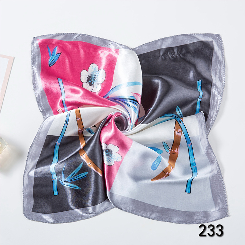 35g Weight Silk Scarf Classification Office, Daily Occasion Satin Cloth Material Star, Flower Pattern Spring&Summer Season Women's Gender Printing Design Elegant Style Women's Elegant Star Flower Satin Cloth Printing Silk Scarf 29