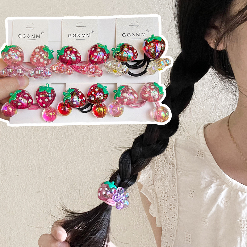 14g Weight Hair Tie Hair Accessories Type Cute Kid'S Strawberry Arylic Hair Tie