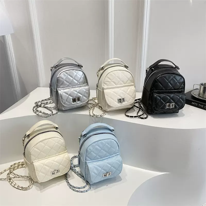 小香风双肩包包女2025新款潮时尚背包高颜值链条水桶包跨境旅行包