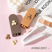 懒人长方形高清镜子卡通可爱折叠便携补妆小镜子女生梳子随身携带