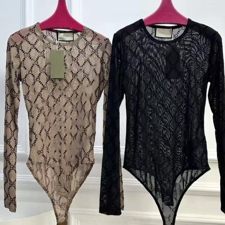 G Brand Long-Sleeve Letter Round Neck Base Shirt for Women, Slim Fit, Stylish and Sexy, Versatile Internet Celebrity Style
