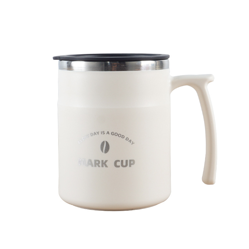 304 taza de acero inoxidable simple ins estilo taza de café con tapa portátil taza de desayuno del hogar con paja taza de agua