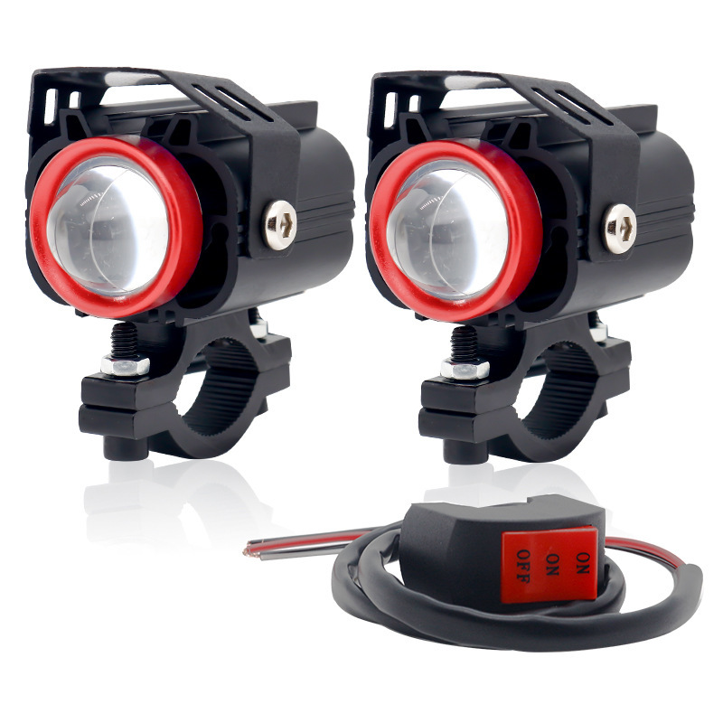 Motorcycle Spotlight LED bicolor pequeño cañón de acero a prueba de agua super brillante 12 - 80V