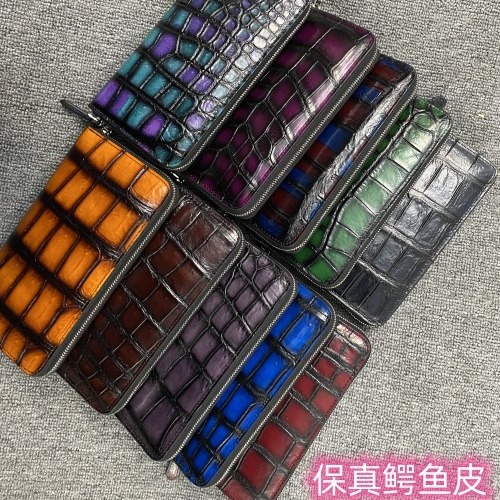 Al por mayor nueva cartera de cuero de cocodrilo de cuero de los hombres de embrague casual de negocios larga cartera cremallera bolsa de teléfono