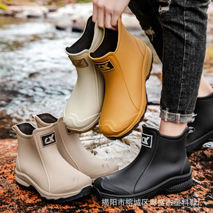 2025 New Men's Fashion Mid-Calf Rain Boots Short Rain Boots Thick-Soled Environmentally Friendly Pvc Outdoor Fishing Water Shoes