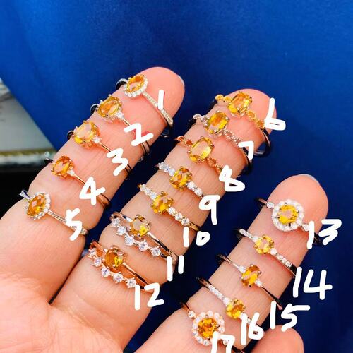 Natural Yellow Citrine Ring with 925 Silver Inlay, Fresh and Minimalist Jewelry Accessory for Women, Dropshipping