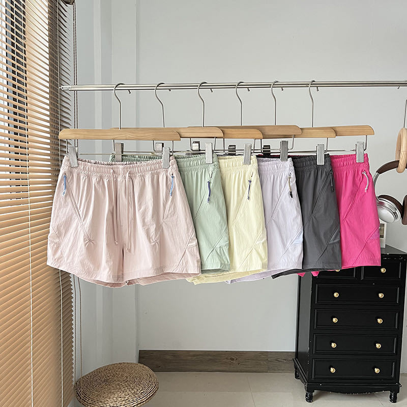 Outdoor Moisture-Absorbing Quick-Drying Spliced Mesh Lightweight Stretch Sports Casual Shorts for Women 12163